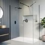 1400x900mm Black Frameless Walk In Shower Enclosure and Shower Tray - Corvus