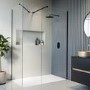 1400x900mm Black Frameless Walk In Shower Enclosure and Shower Tray - Corvus