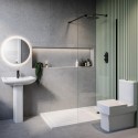 BUN/BeBa_26085/89658 1600 x 800mm Black Walk in Shower Enclosure Suite with Ashford Toilet and Basin