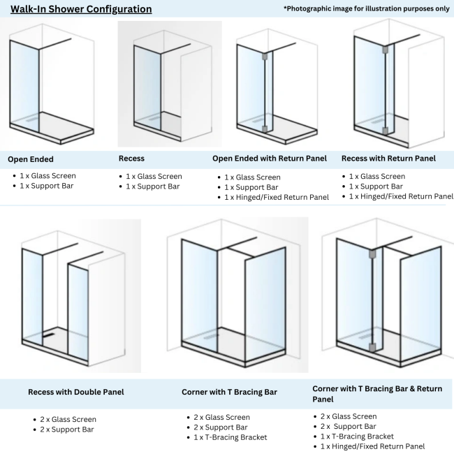 Wet Room Shower Screen 1000mm Black Frameless with 300mm Hinged Flipper Panel and Wall Support Bar - Corvus