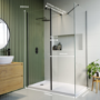 1700x800mm Black Frameless Wet Room Shower Screen Enclosure with 300mm Fixed Panel and Shower Tray- Corvus