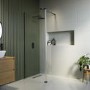 Grade A1 - 1200mm Black Frameless Wet Room Shower Screen with 300mm Hinged Flipper Panel - Corvus