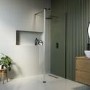 Grade A1 - 1200mm Black Frameless Wet Room Shower Screen with 300mm Hinged Flipper Panel - Corvus