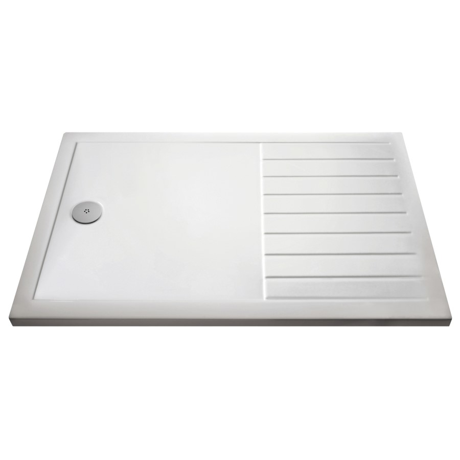 1400x900mm Black Framed Walk In Shower Enclosure and Shower Tray with Drying Area - Zolla