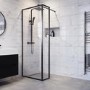 1000mm Black Framed Wet Room Shower Screen with 300mm Fixed Panel - Zolla