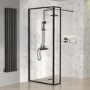 Grade A2 - 1200mm Black Framed Wet Room Shower Screen with Return Panel - Zolla