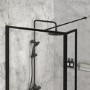 Grade A2 - 1200mm Black Framed Wet Room Shower Screen with Return Panel - Zolla