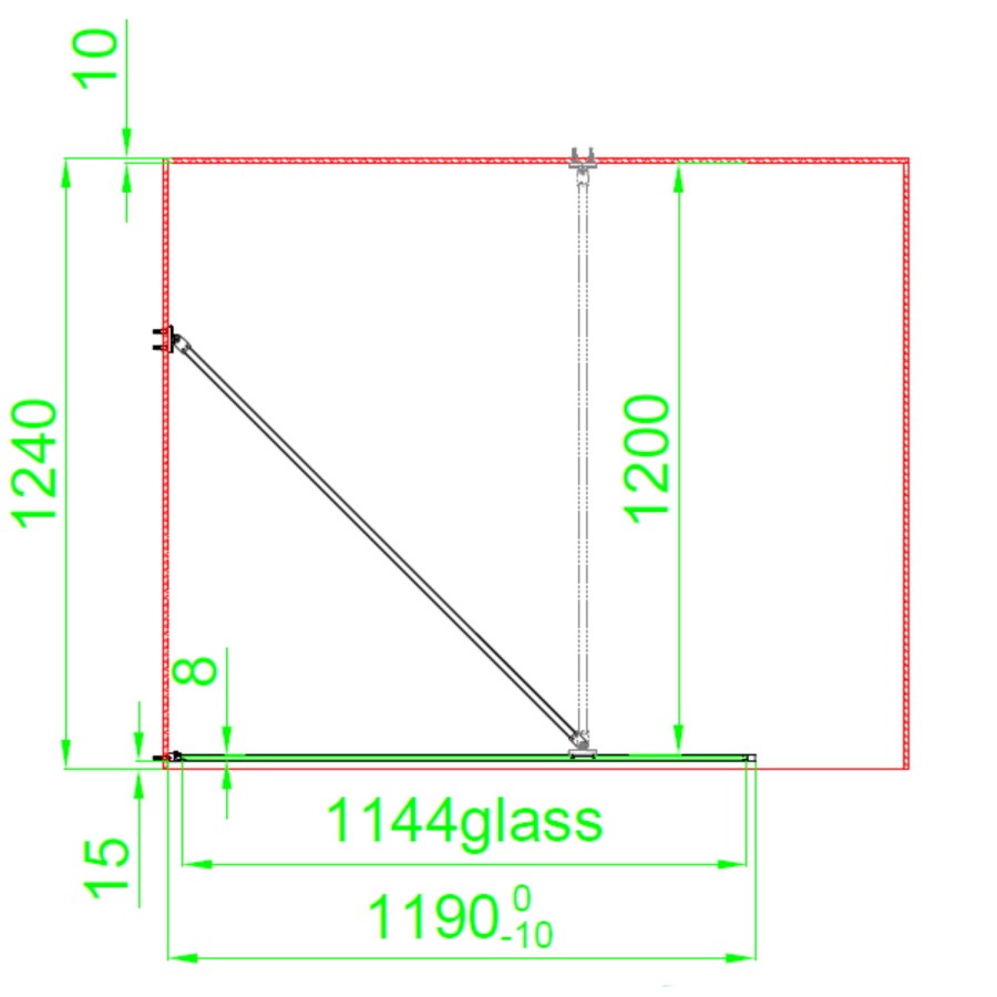 Grade A2 - 1200mm Black Framed Wet Room Shower Screen with Return Panel - Zolla