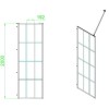 1400x800mm Black Grid Framework Walk In Shower Enclosure with 300mm Fixed Panel and Shower Tray with Drying Area - Nova