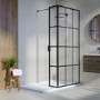 900mm Black Grid Framework Wet Room Shower Screen with 300mm Fixed Panel - Nova