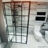 1100mm Black Grid Framework Wet Room Shower Screen with 300mm Fixed Panel - Nova