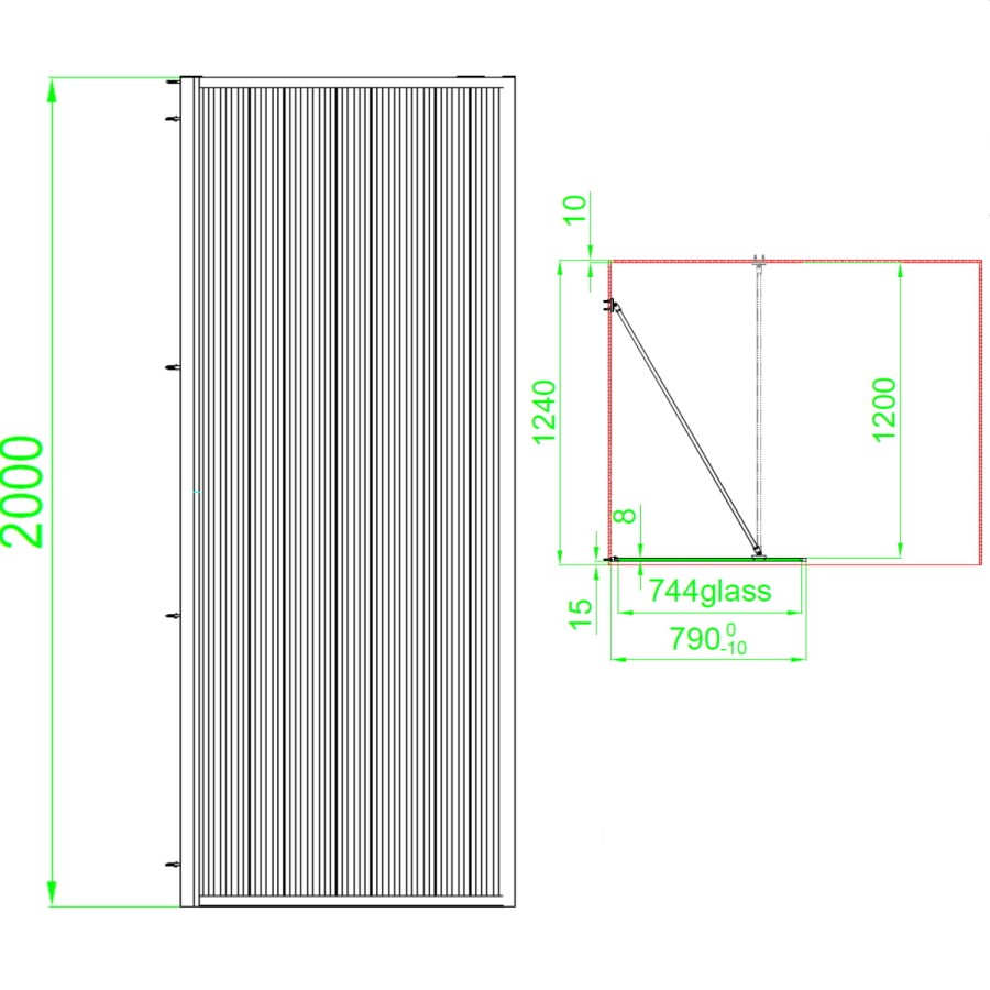 1400x900mm Black Fluted Glass Wet Room Shower Screen with Shower Tray- Volan