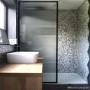 Grade A1 - 900mm Black Fluted Glass Wet Room Shower Screen with Return Panel - Volan