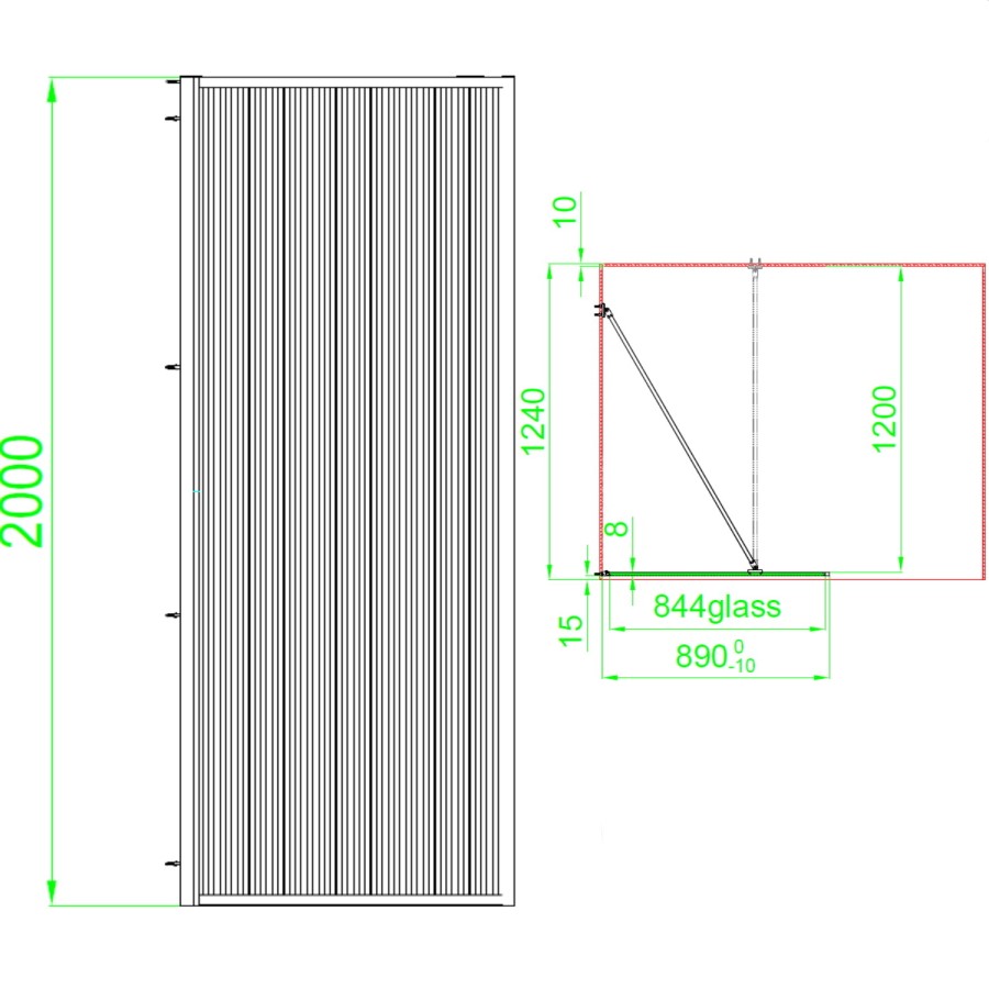 Grade A1 - 900mm Black Fluted Glass Wet Room Shower Screen with Return Panel - Volan