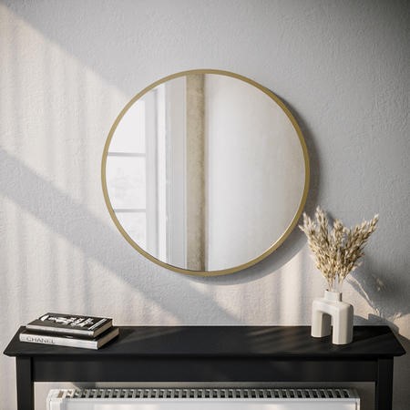 Round Gold Wall Mirror - 60cm - Alcor - Furniture123