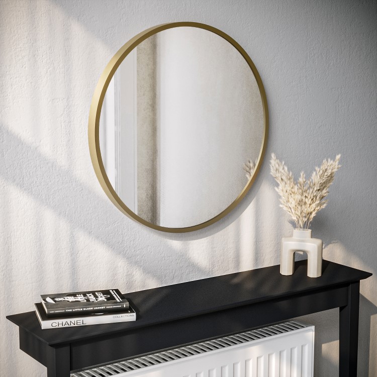 Round Gold Wall Mirror - 60cm - Alcor