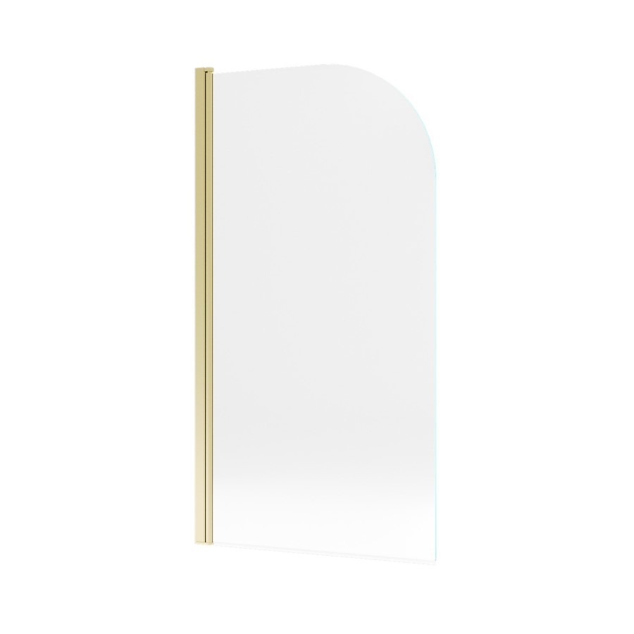 Jersey J Shaped Right Hand Bath 1700mm x 750 with Front Panel and Hinged Brushed Brass Screen