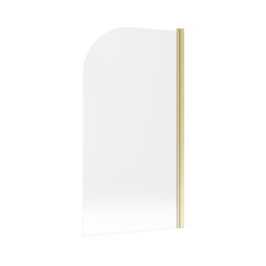 Jersey J Shaped Right Hand Bath 1700mm x 750 with Front Panel and Hinged Brushed Brass Screen