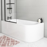 Grade A1 - Jersey J Shaped Left Hand Bath with Bath Panel - 1700mm x 750mm 