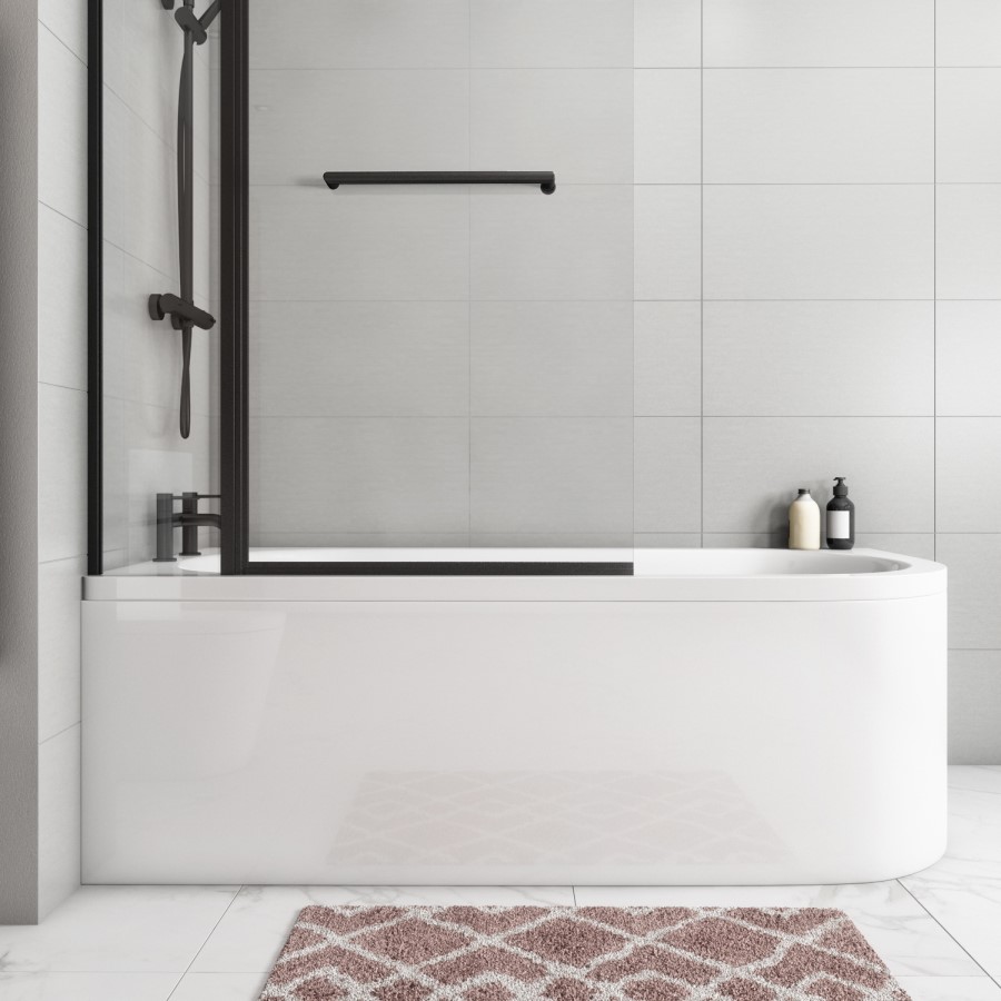 Grade A1 - Jersey J Shaped Left Hand Bath with Bath Panel - 1700mm x 750mm 