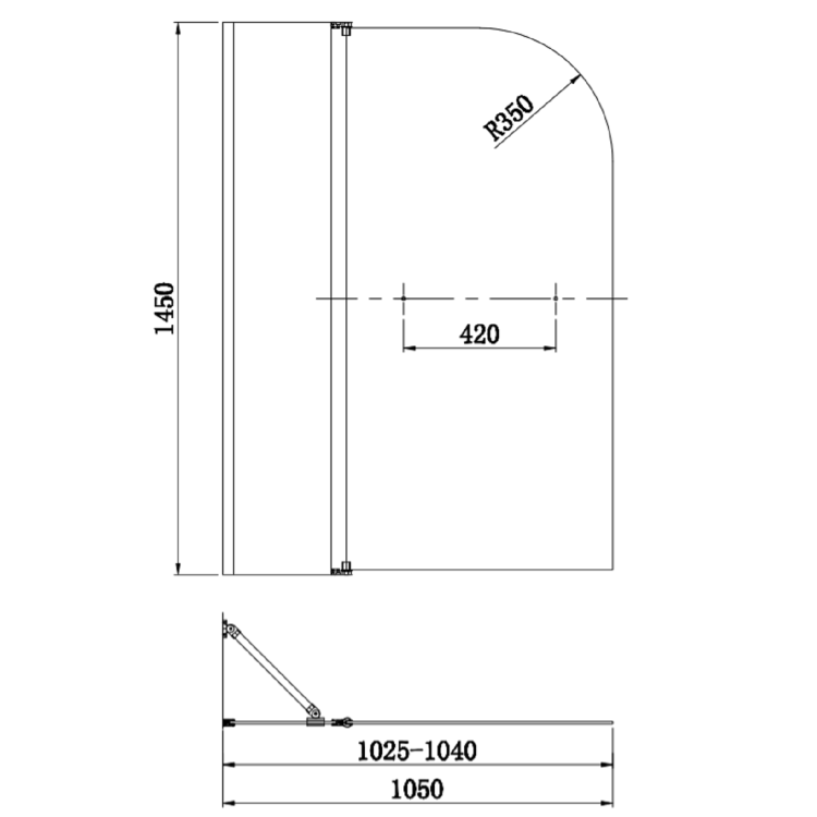 Grade A1 - J Shape Shower Bath Left Hand with Front Panel & Black Bath Screen with Towel Rail 1700 x 750mm - Jersey