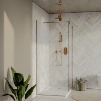 1400x800mm Brushed Bronze Wet Room Shower Screen Enclosure - Corvus 1400x800mm Brushed Bronze Wet Room Shower Screen Enclosure - Corvus