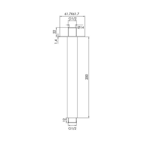 250mm Chrome Square Rainfall Shower Head with Ceiling Arm