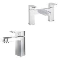 Grade A2 - Chrome Bath and Basin Tap Set - Como