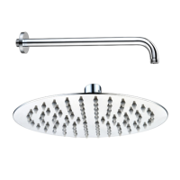 Concealed Round Single Outlet Shower Valve with 200mm Ultra Slim Shower Head and Wall Arm