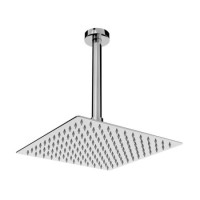 200mm Chrome Ultra Slim Square Rainfall Shower Head with Ceiling Arm