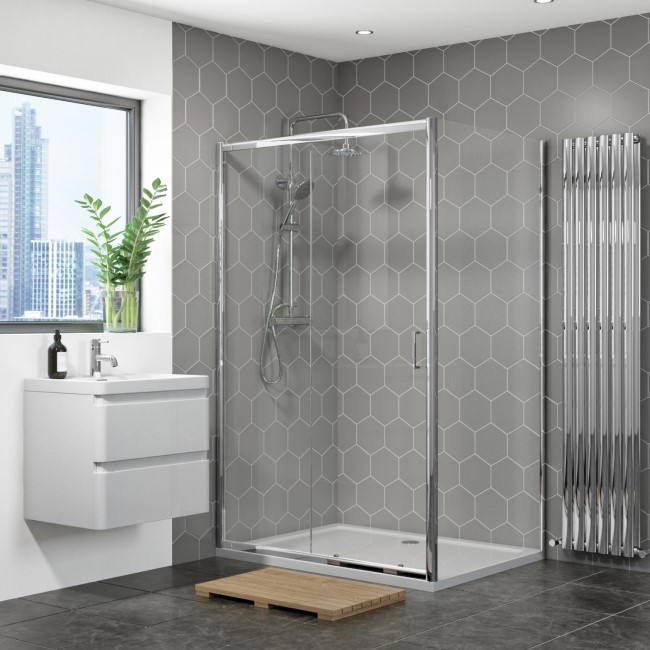 1000 x 800 Rectangular Sliding Shower Enclosure with Tray - Vega