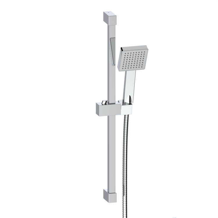 Chrome Thermostatic Square Bar Mixer Shower Set with Slide Rail Kit - Cube