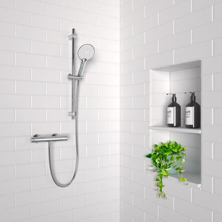 Thermostatic Mixer Bar Shower with Slide Rail Kit & Round Handset - Flow