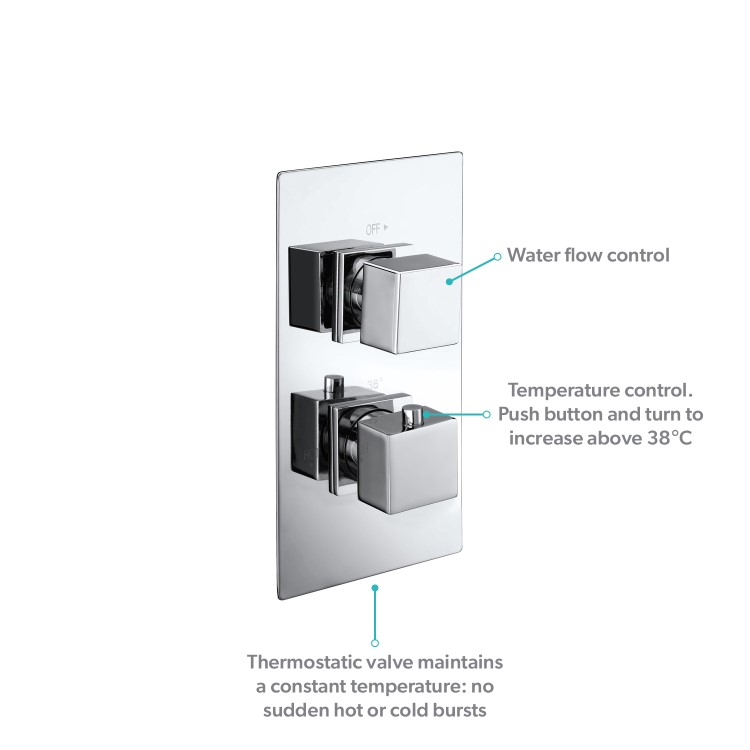 Grade A1 - Chrome Single Outlet Wall Mounted Thermostatic Mixer Shower - Cube