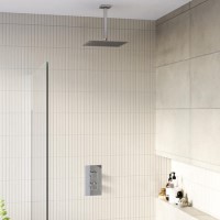 Grade A1 - Chrome Single Outlet Ceiling  Mounted Thermostatic Mixer Shower - Cube