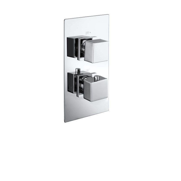 Grade A1 - Chrome Single Outlet Ceiling Mounted Thermostatic Mixer Shower - Cube