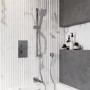 Chrome 2 Outlet Thermostatic Bath Mixer Shower Set With Hand Shower and Bath Filler Spout - Zana