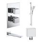 Chrome 2 Outlet Thermostatic Bath Mixer Shower Set With Hand Shower and Bath Filler Spout - Zana
