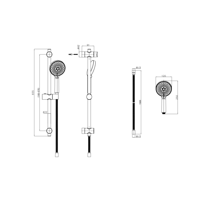 Chrome Dual Outlet Ceiling  Mounted Thermostatic Mixer Shower Set with Hand Shower - Flow