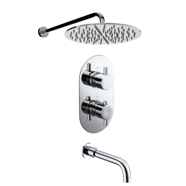 Chrome 2 Outlet Concealed Bundle With Shower Head & Spout - Arissa