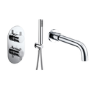 Chrome Dual Outlet Mixer Shower Set With Hand Shower and Pencil Bath Filler Spout - Arissa