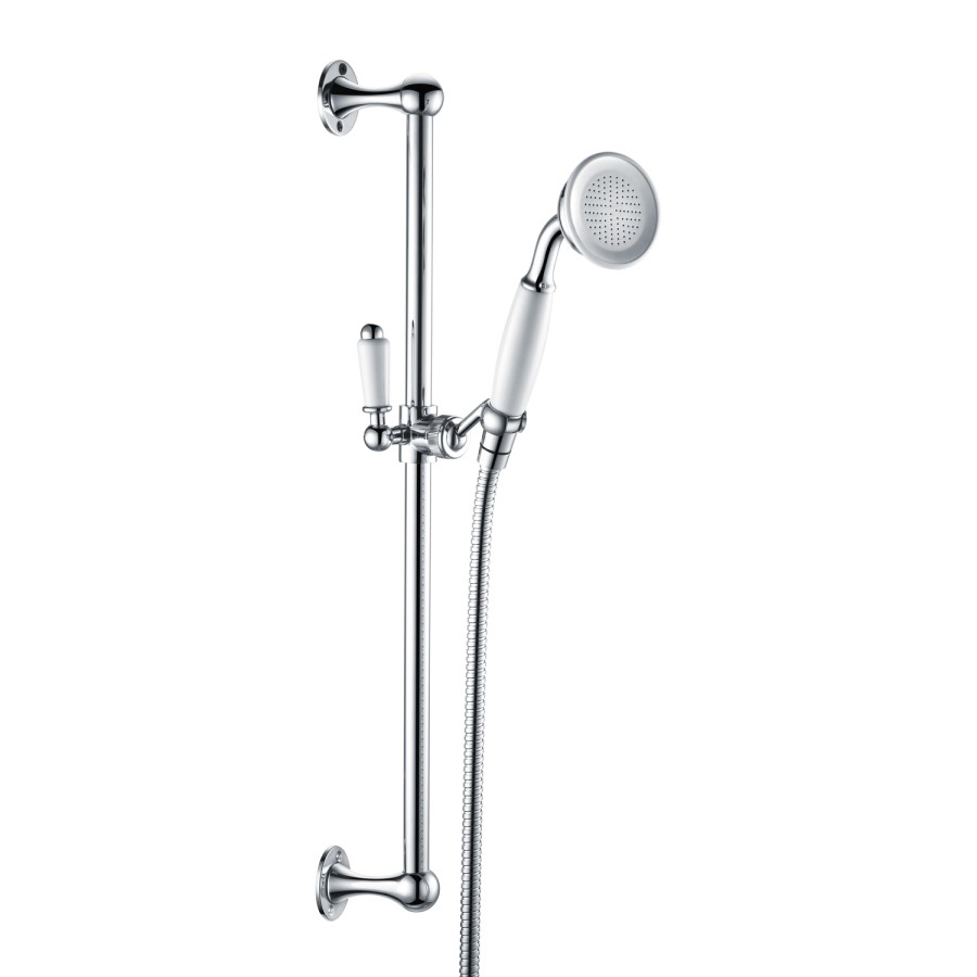 Chrome Concealed Traditional Shower Mixer with Dual Control & Round Wall Mounted Head and Handset - Cambridge
