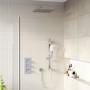 Chrome Dual Outlet Thermostatic Mixer Shower with Square Wall Mounted Shower Head and Handset - Cube