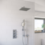 Chrome Dual Outlet Thermostatic Mixer Shower with Square Wall Mounted Shower Head and Handset - Cube