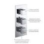 Chrome Dual Outlet Thermostatic Mixer Shower with Square Wall Mounted Shower Head and Handset - Cube