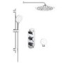 Chrome Concealed Shower Mixer with Triple Control & Round Head - Flow