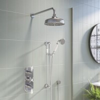 Chrome Dual Outlet Wall Mounted Thermostatic Mixer Shower Set with Hand Shower - Cambridge