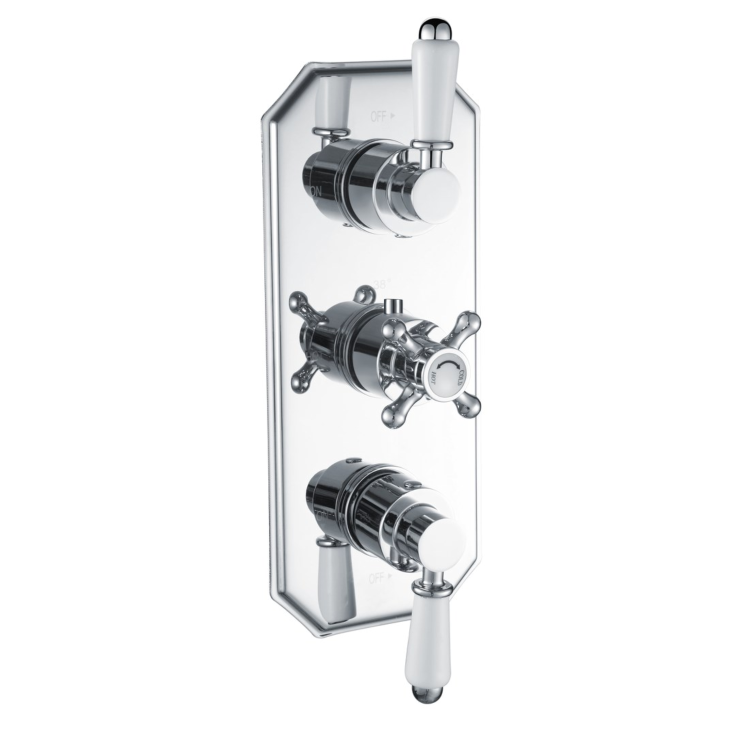 Chrome Dual Outlet Wall Mounted Thermostatic Mixer Shower Set with Hand Shower - Cambridge