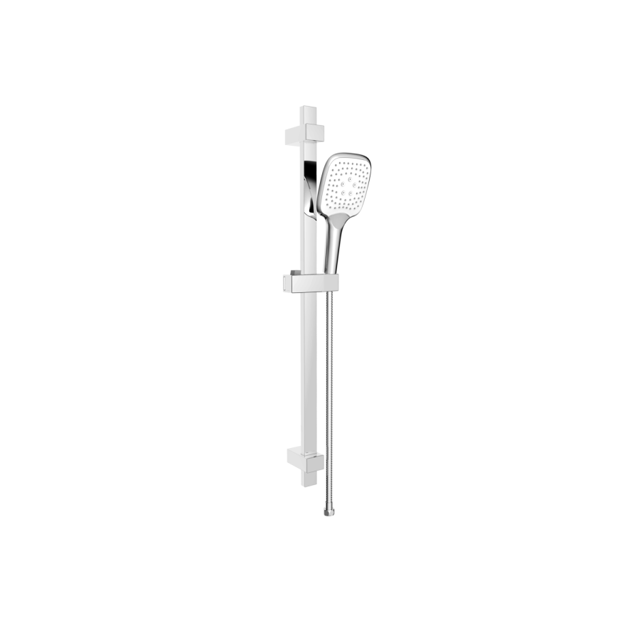 Chrome Dual Outlet Thermostatic Mixer Shower with Square Wall Mounted Shower Head and Handset - Cube