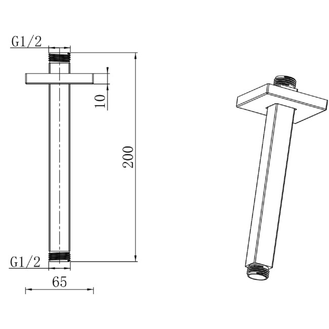 200mm Square Ceiling Rain Shower Head